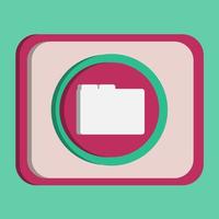 3D file folder icon button vector with turquoise and pink background, best for property design images, editable colors, popular vector illustration