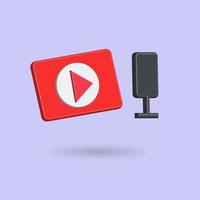 3D video media player and microphone icon vector illustration, best for your decoration image about entertainment