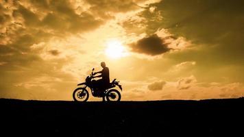 Tourists with motorcycles, motocross. Adventure tourists on motorcycles. men's holiday event ideas photo