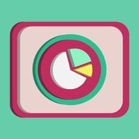 3D chart icon button vector with turquoise and pink background, best for property design images, editable colors, popular vector illustration