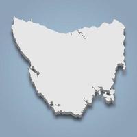 3d isometric map of Tasmania is an island in Australia vector