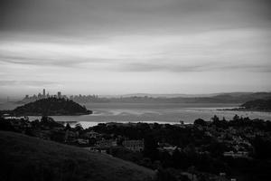 San Francisco Skyline Distant View Black and White photo