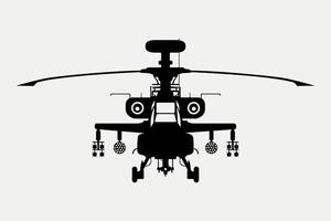 Apache Attack helicopter Silhouette, Army Weapon Illustration. vector