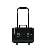 Rolling Briefcase Icon, Portfolio Silhouette Illustration. vector