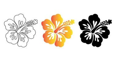 Set Of Hawaiian hibiscus Flower Illustration. vector