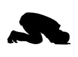 Muslim Bowing Praying Man Silhouette Illustration. vector