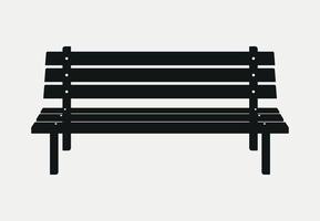 Wooden Bench Chair, Seat Furniture Silhouette Illustration.