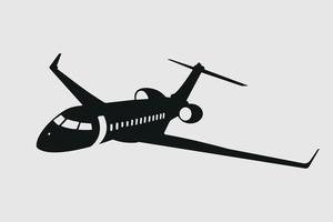 Flying Business Jet Silhouette, Civil Private Jet Aircraft Illustration. vector