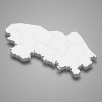 3d map of Bueng Kan is a province of Thailand vector