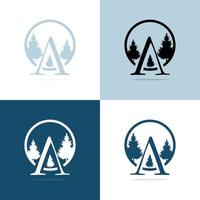 icon  letter A modern and unique logo tree nature background vector