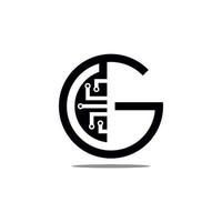 a logo with the initials the letter G which is tech in a simple style vector