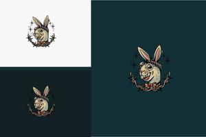 head of rabbit vector flat design