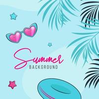 Vector banner with summer items and tropical plants