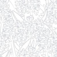 Seamless vector pattern with hand-drawn pastel hyacinth flowers