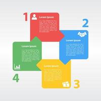 plantilla de diseño infográfico empresarial con 4 pasos u opciones que se utilizan para el diagrama de proceso, el diseño del flujo de trabajo, el diagrama de flujo, la infografía y el banner vector