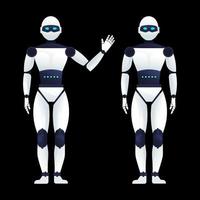 White robot with body as human. Artificial intelligence. Vector illustration in flat style