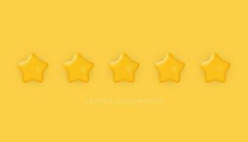 Five stars, Customer rating feedback concept. 3d vector icon in cartoon minimal style