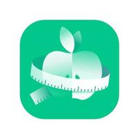 diet, weight loss vector icon. Apple with measuring tape illustration for mobile application website, etc