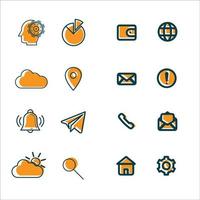 multiple icons, web, folder, message, gmail vector