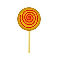 Round lollipop in the form of a spiral on a stick on a white background. vector