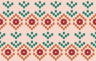 hermoso patrón de bordado tejido floral hecho a mano. patrón sin costuras navajo en estampado de adorno de arte geométrico azteca tribal, mexicano. diseño para alfombras, papel pintado, envoltura, tela y textil. vector