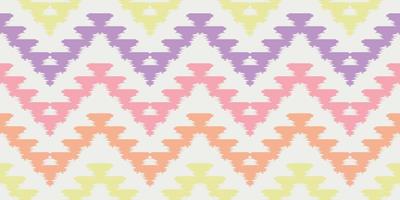 bordes hechos a mano ikat hermoso arte pastel. patrón sin costuras de chevron navajo en tribal, bordado folclórico, impresión de ornamento de arte geométrico azteca mexicano. Diseño para alfombra, envoltura, tela, cubierta, textil vector