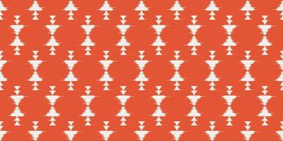 Beautiful Ikat red background. Navajo seamless pattern in tribal, folk embroidery, Mexican Aztec geometric ornament print.Design for carpet, wallpaper, clothing, wrapping, fabric, cover, textile vector