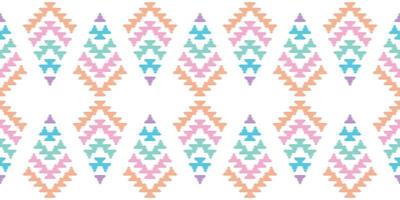 Ikat Handmade borders beautiful pastel art. Navajo chevron seamless pattern in tribal, folk embroidery, Mexican Aztec geometric art ornament print.Design for carpet, wrapping, fabric, cover, textile vector