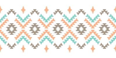 Ikat Handmade borders beautiful pastel art. Navajo chevron seamless pattern in tribal, folk embroidery, Mexican Aztec geometric art ornament print.Design for carpet, wrapping, fabric, cover, textile vector