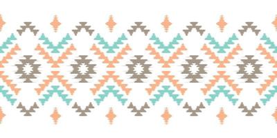 bordes hechos a mano ikat hermoso arte pastel. patrón sin costuras de chevron navajo en tribal, bordado folclórico, impresión de ornamento de arte geométrico azteca mexicano. Diseño para alfombra, envoltura, tela, cubierta, textil vector