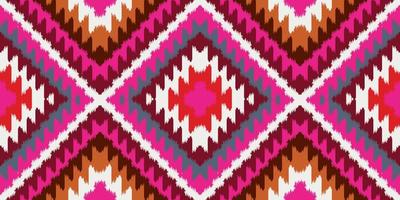 hermoso arte ikat. el patrón de colores inconsútil navajo en tribal, bordado folclórico, impresión de ornamento de arte de rombo geométrico azteca mexicano. Diseño para alfombra, papel tapiz, ropa, envoltura y tela. vector