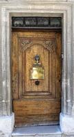 Old wooden door. selective focus photo