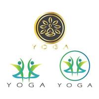 logo design of people doing yoga symbol icon illustration vector