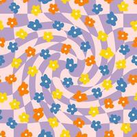 Simple floral swirl background pattern with small flowers. vector