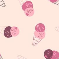 Retro seamless pattern with ice creams and hearts. vector