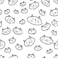 Doodle cats faces seamless pattern, great design for any purposes. vector