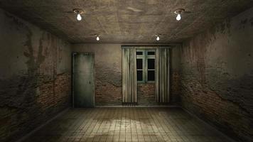 The interior design of horror and creepy damage empty room., 3D rendering. photo