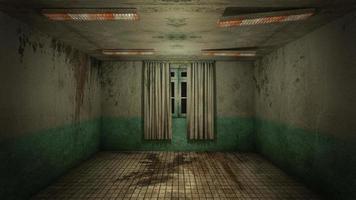 The interior design of horror and creepy damage empty room., 3D rendering. photo