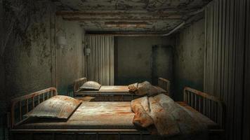 horror and creepy ward room in the hospital with blood .3D rendering photo