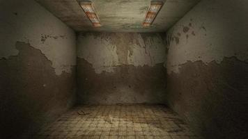 The interior design of horror and creepy damage empty room., 3D rendering. photo