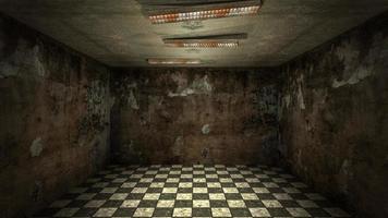 The interior design of horror and creepy damage empty room., 3D rendering. photo
