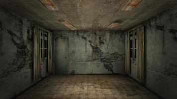 The interior design of horror and creepy damage empty room., 3D rendering. photo