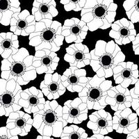 anemone patternAnemone flowers seamless pattern on black background. Botanical floral ornament. vector