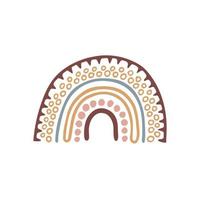 Rainbow vector illustration. Semicircle with geometric ornament in boho style. Design element for pattern, decoration, print, sticker, card, poster, coloring book.