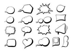 Speech bubbles hand drawn vector set. 17 different shapes dialog elements. Use for poster, card, sticker, icon, advertising, web.