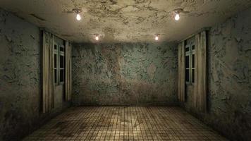 The interior design of horror and creepy damage empty room., 3D rendering. photo