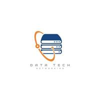 Data technology logo design, data tech, data networking server host logo vector