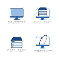 colección de diseño de logotipo de computadora, tecnología de datos, redes de computadoras, tecnología, servidor, vector