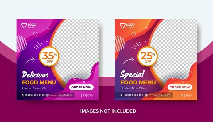 Food Menu Banner Template, Social Media Post Template, Delicious Food Restaurant Banner
