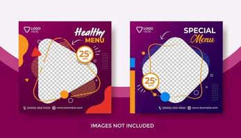 Food Menu Banner Template, Social Media Post Template, Healthy and special Food Restaurant Banner